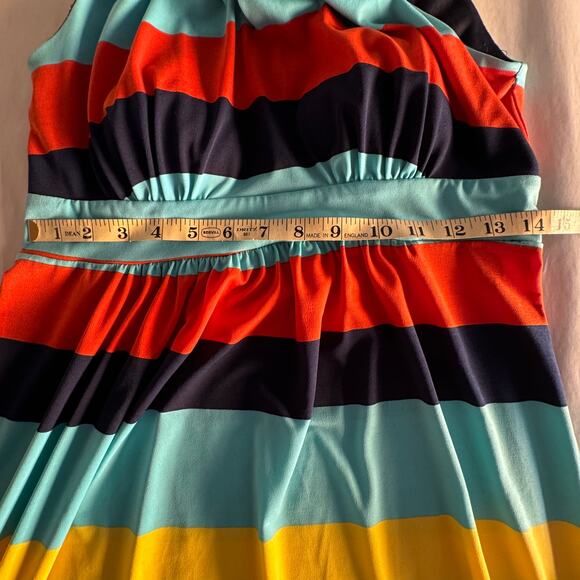 En Focus Studio Striped Color Block Halter Midi Avant Garde Dress Women's 10 - Picture 11 of 11